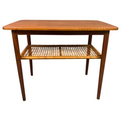 Vintage Danish Mid-Century Modern Teak and Cane End Table Vintage Danish Mid-Century Modern Teak and Cane End Table