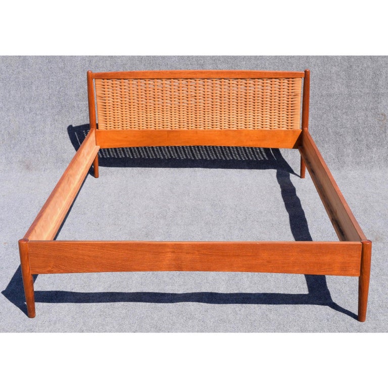 Vintage Danish Mid Century Modern Teak And Cane Headboard And Bed Frame At 1stdibs Our collection of beds features sleek lines that become the focal point of any modern contemporary bedroom. vintage danish mid century modern teak and cane headboard and bed frame