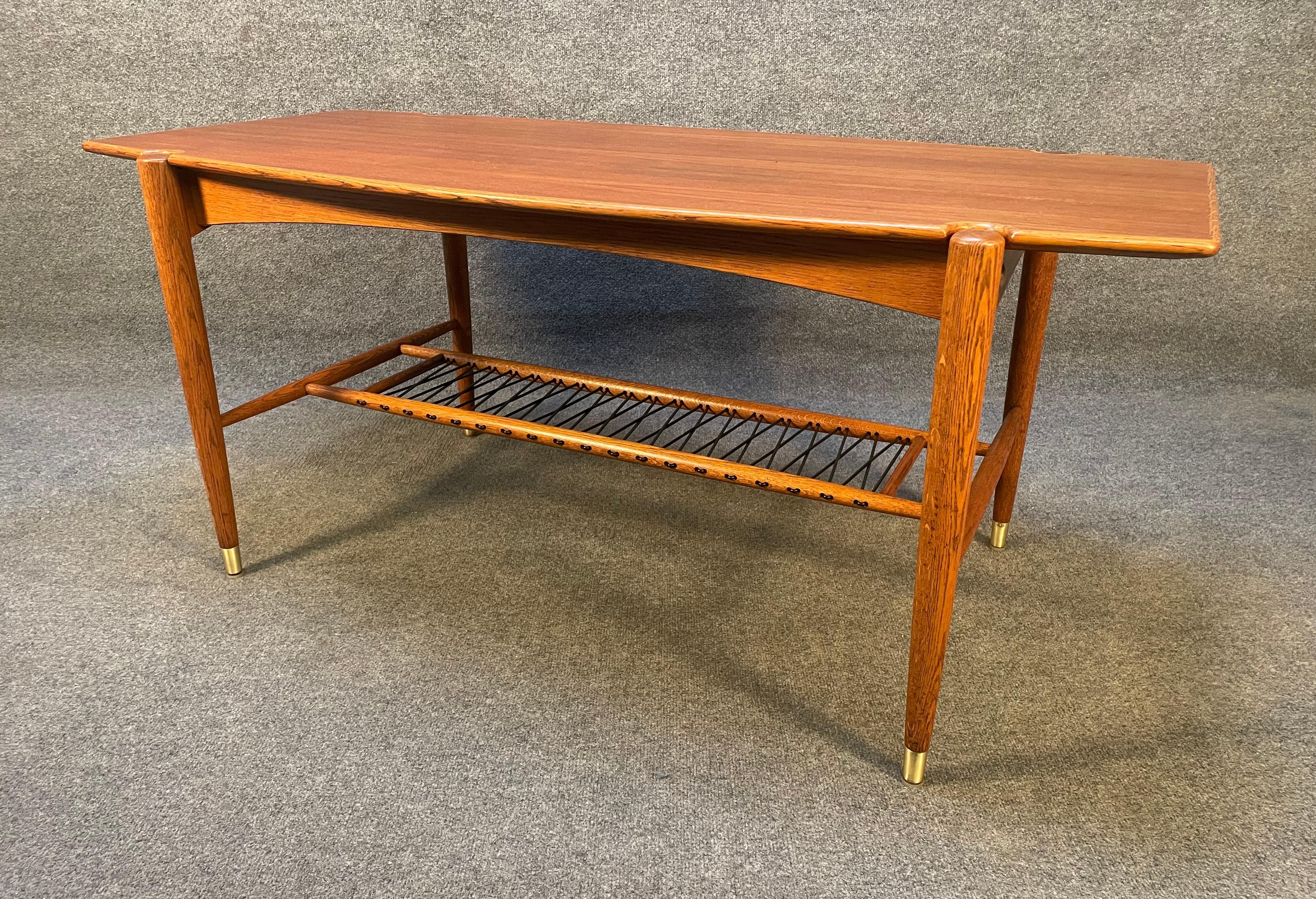 Woodwork Vintage Danish Mid-Century Modern Teak and Oak Coffee Table by Folke Ohlsson For Sale