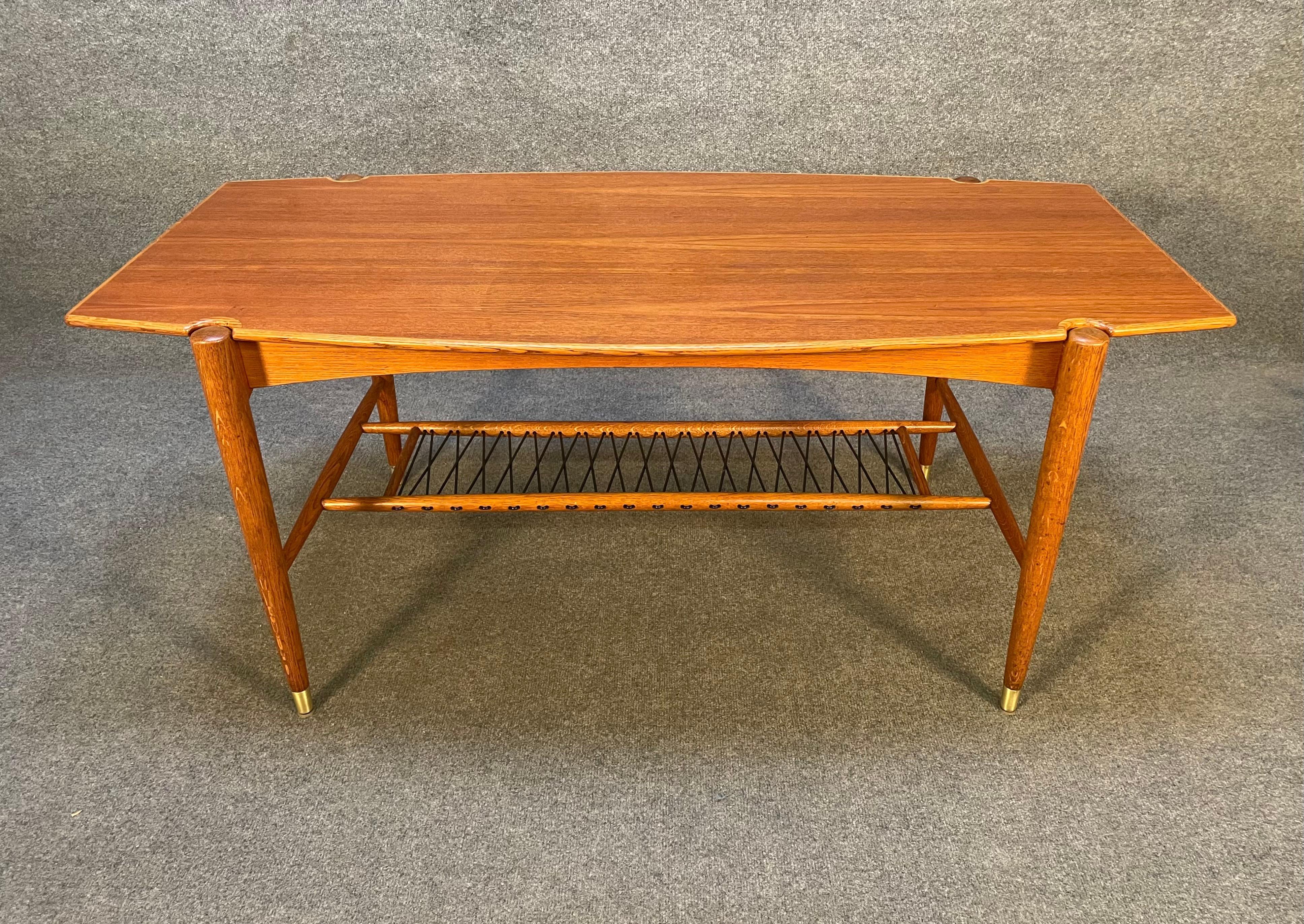 Mid-20th Century Vintage Danish Mid-Century Modern Teak and Oak Coffee Table by Folke Ohlsson For Sale