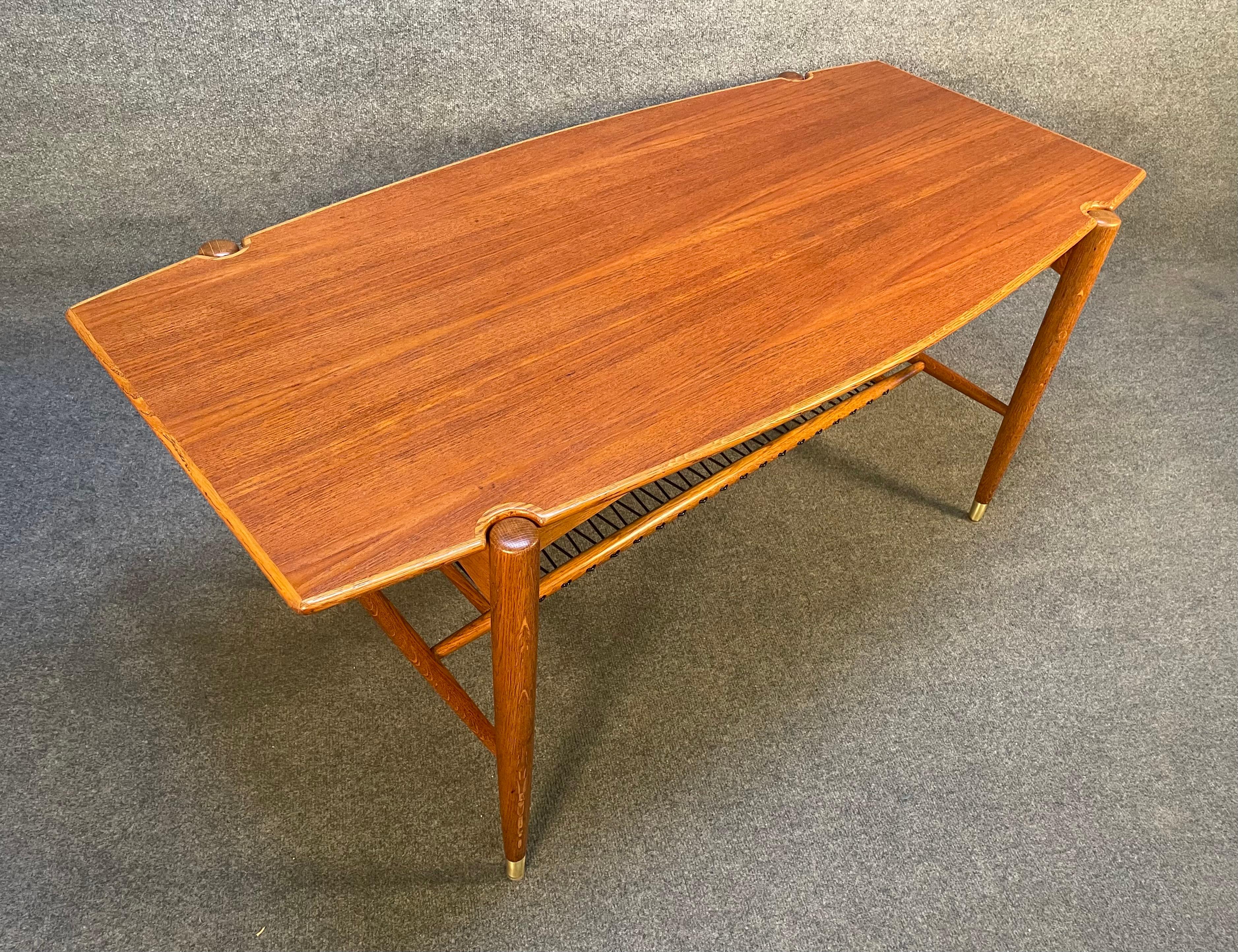 Vintage Danish Mid-Century Modern Teak and Oak Coffee Table by Folke Ohlsson For Sale 2