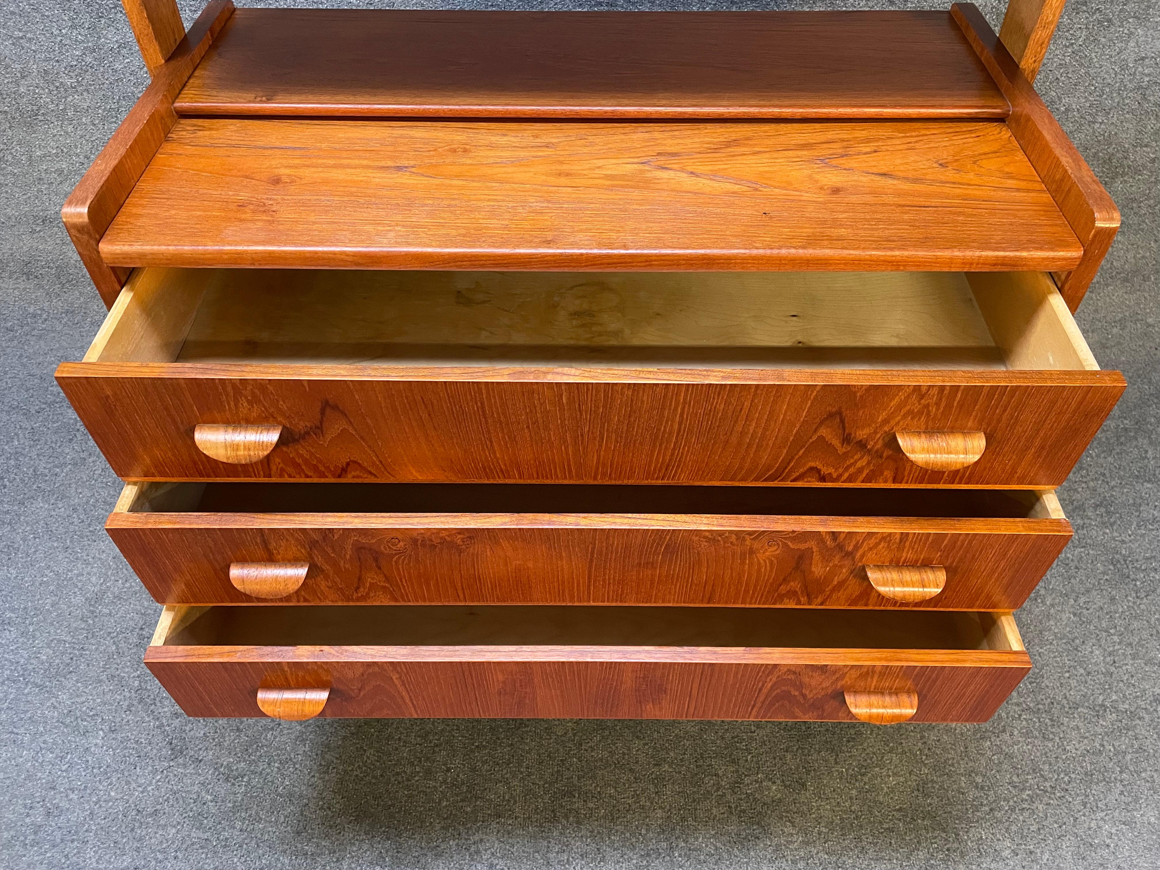 Vintage Danish Mid Century Modern Teak and Oak Secretary Desk Vanity 2