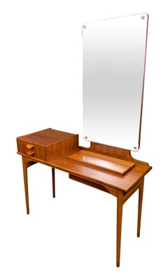Vintage Danish Mid-Century Modern Teak and Oak Vanity, Dressing Table