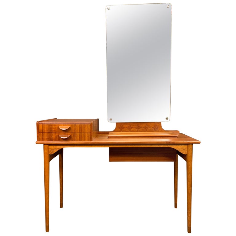 Vintage Danish Mid Century Modern Teak And Oak Vanity Dressing Table At 1stdibs