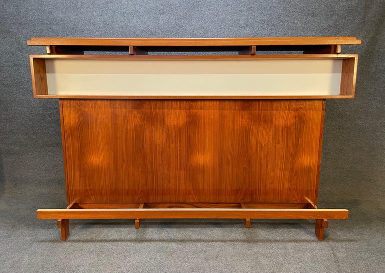 Vintage Danish Mid-Century Modern Teak Bar and Stools by Erik Buch at ...