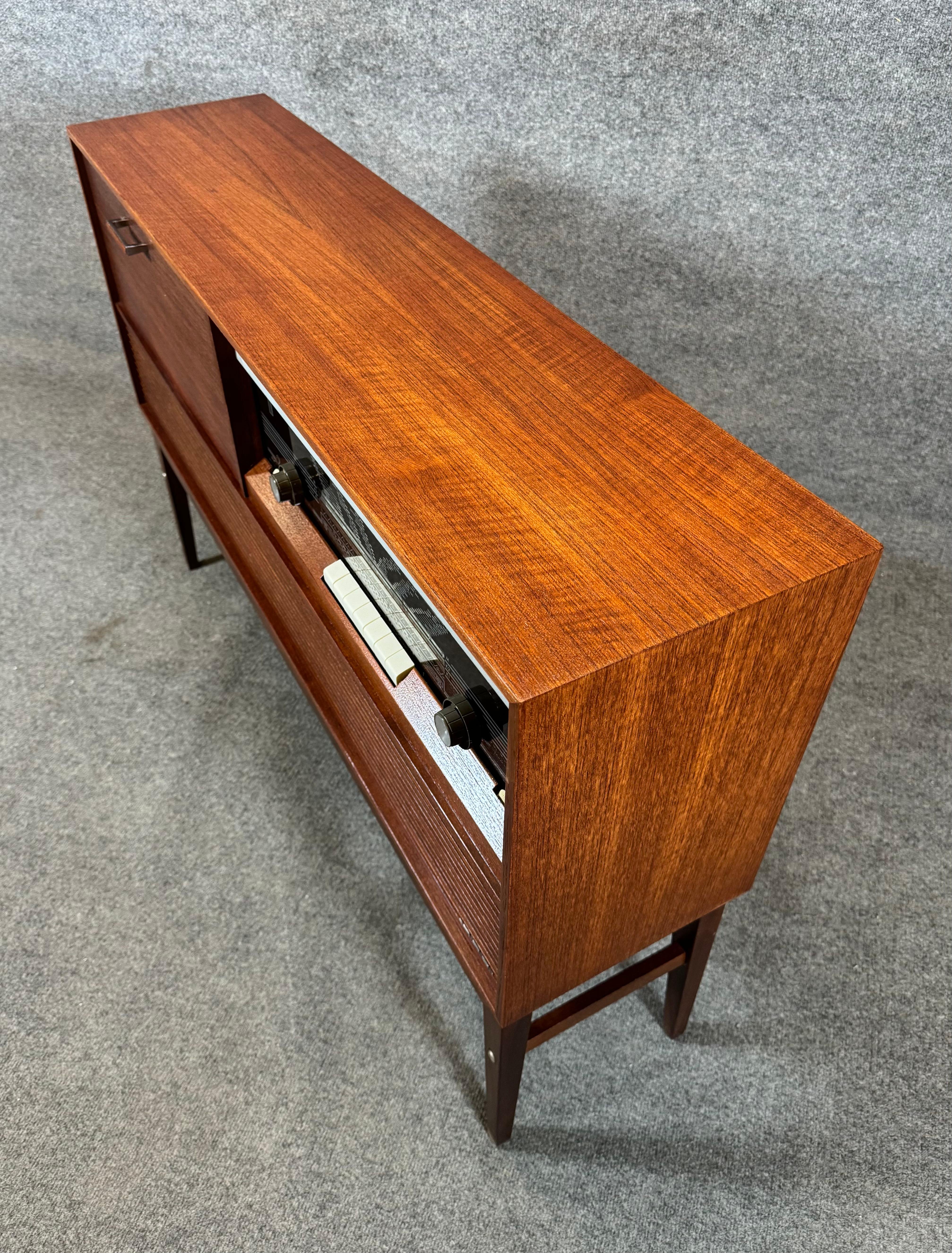 Vintage Danish Mid Century Modern Teak Blue Tooth Stereo Console by Dux 1