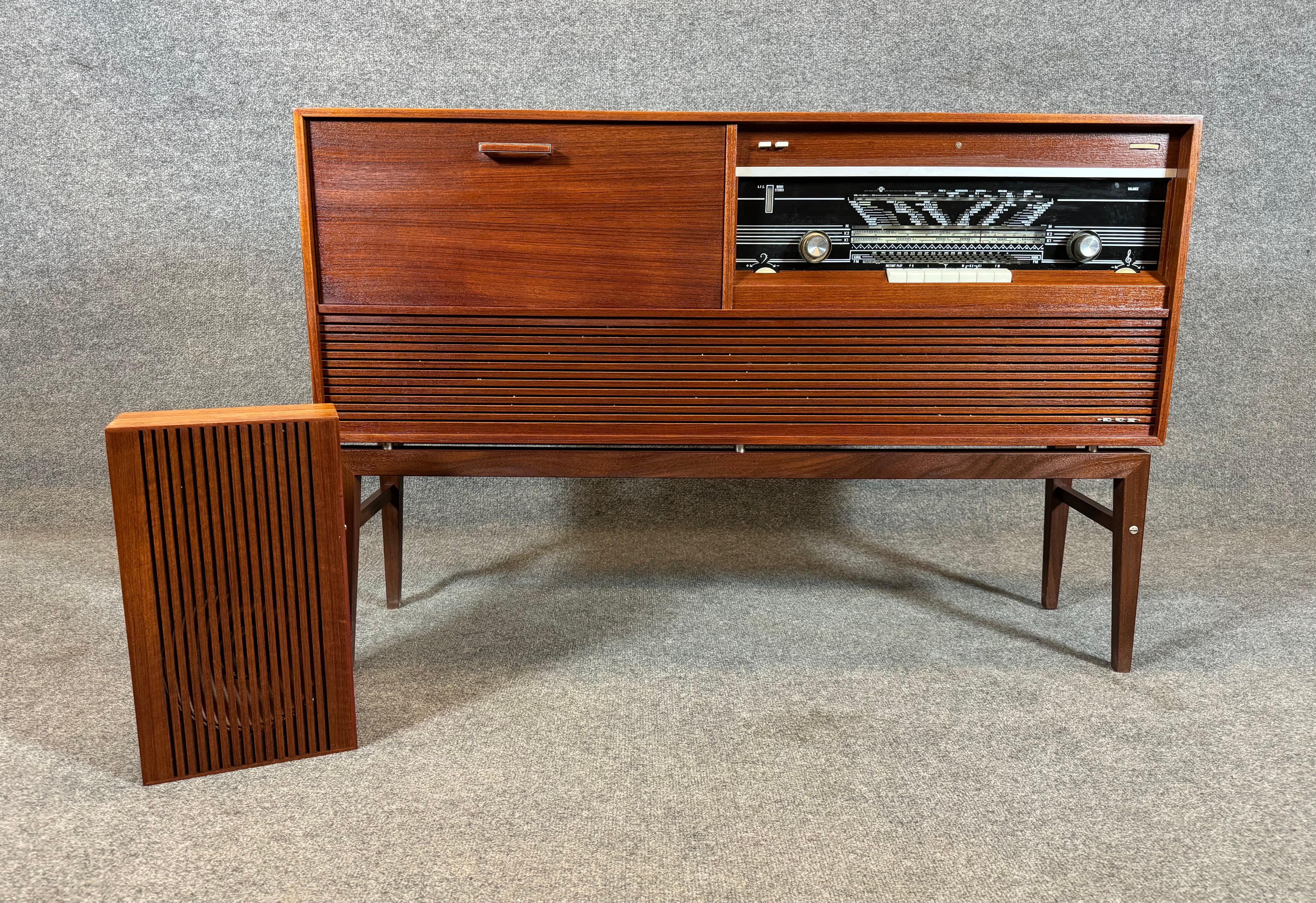 Vintage Danish Mid Century Modern Teak Blue Tooth Stereo Console by Dux 2