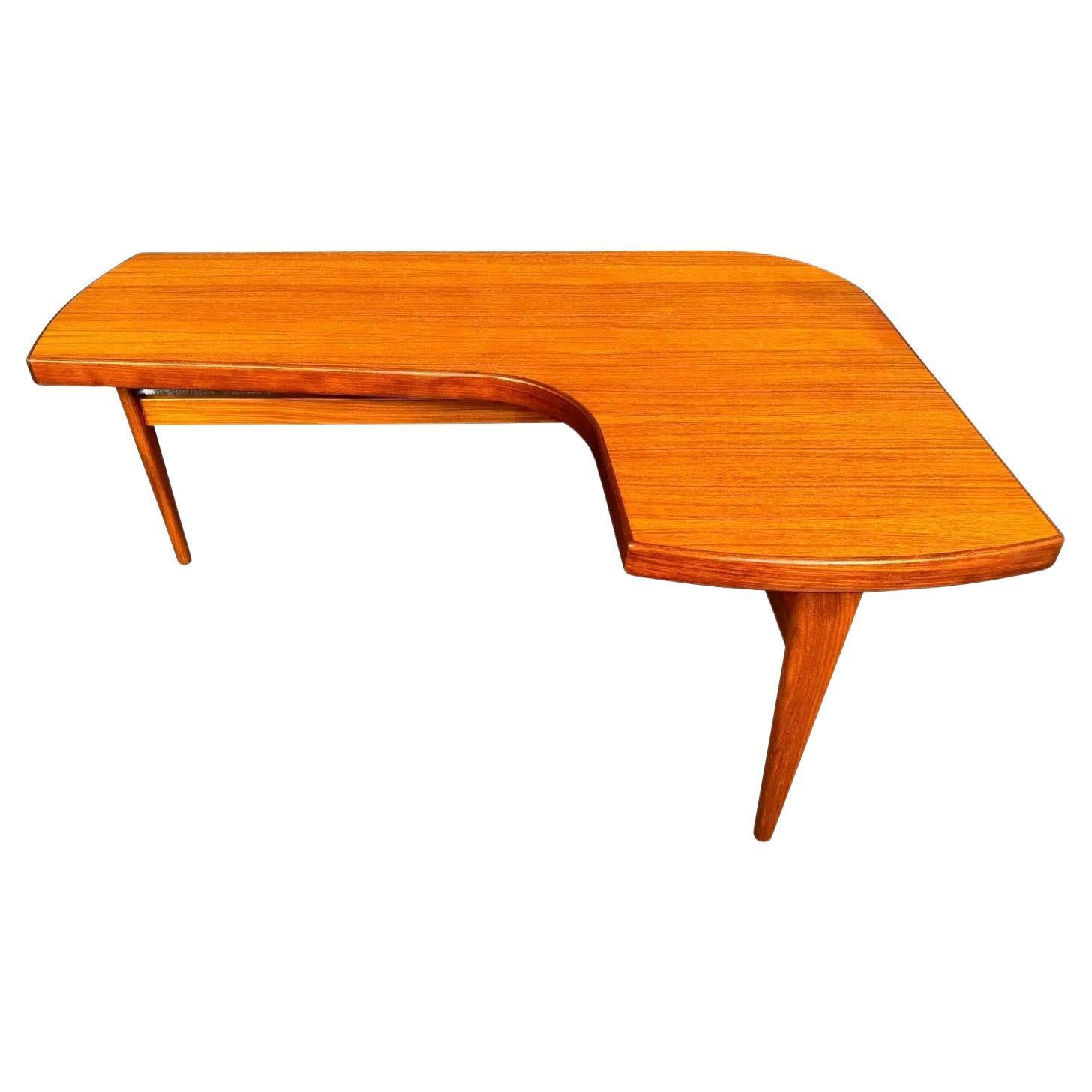 Vintage Danish Mid Century Modern Teak "Boomerang" Coffee Table For Sale