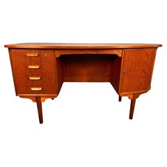 Vintage Danish Mid-Century Modern Teak "Bullet" Desk by h.p. Hansen