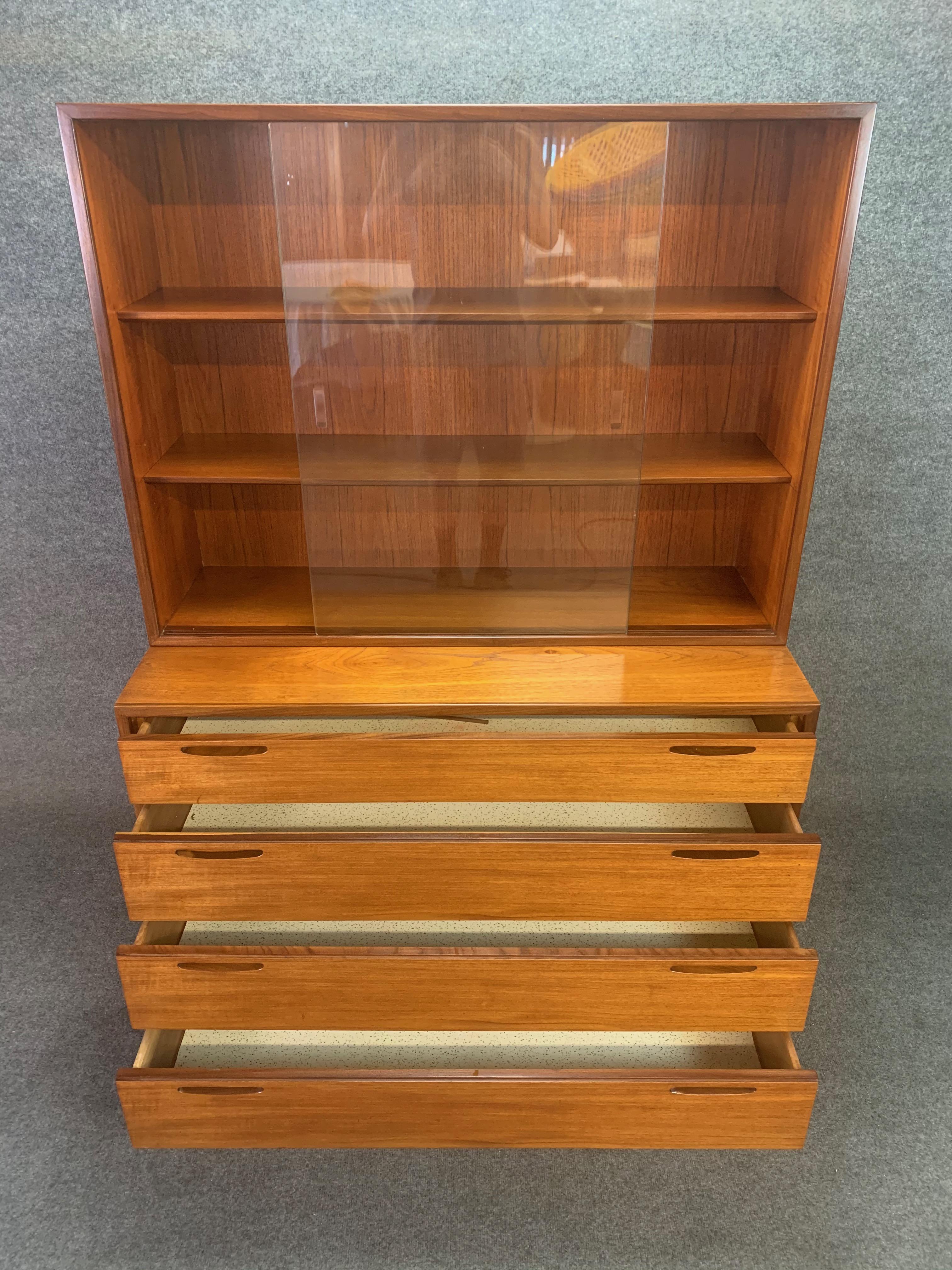 Scandinavian Modern Vintage Danish Mid-Century Modern Teak Chest of Drawers Hutch by Kofod Larsen