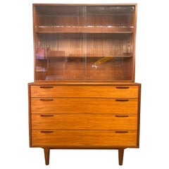 Vintage Danish Mid-Century Modern Teak Chest of Drawers Hutch by Kofod Larsen