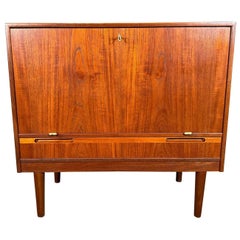 Vintage Danish Mid Century Modern Teak Cocktail Bar Cabinet
