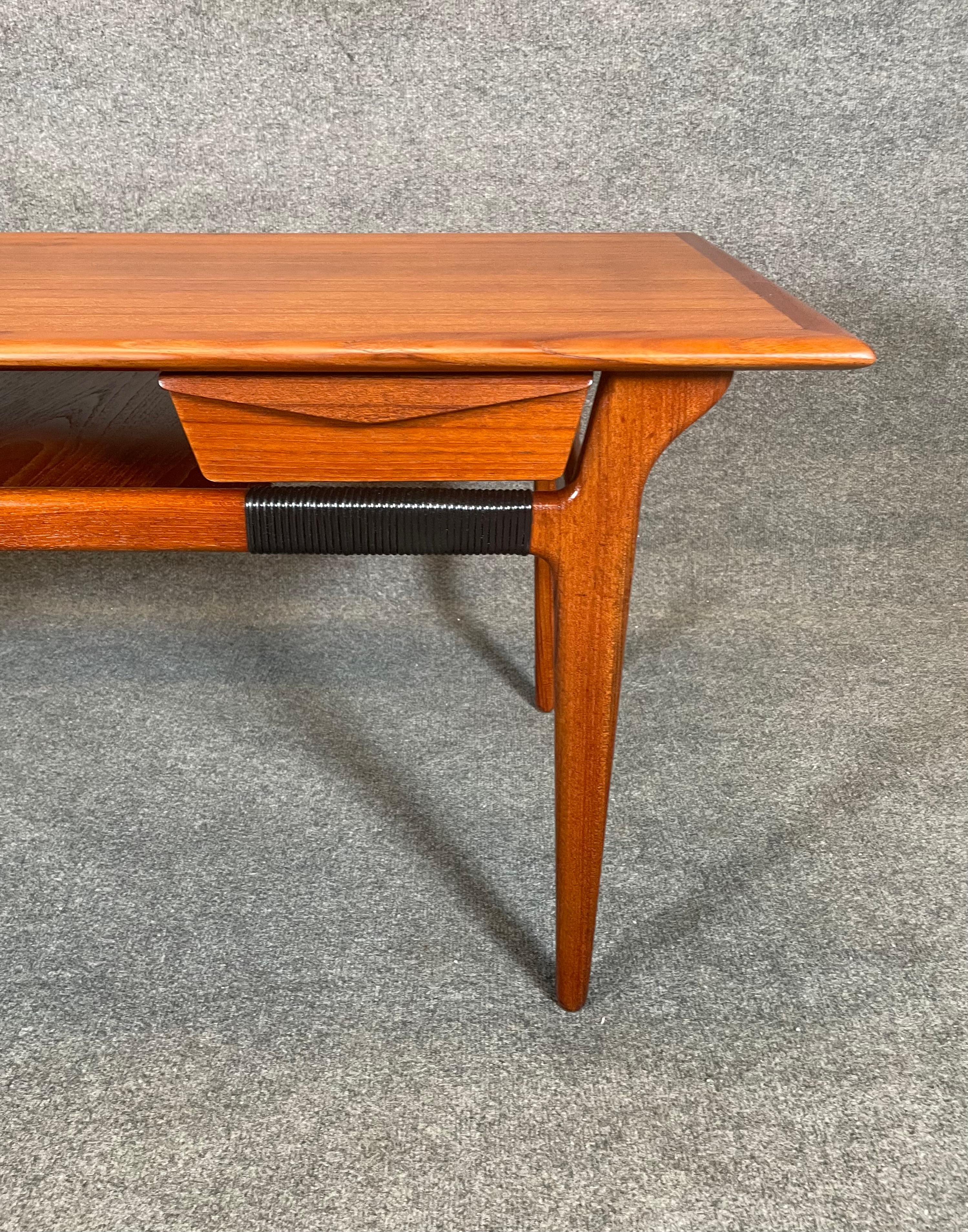 Woodwork Vintage Danish Mid Century Modern Teak Coffee Table For Sale