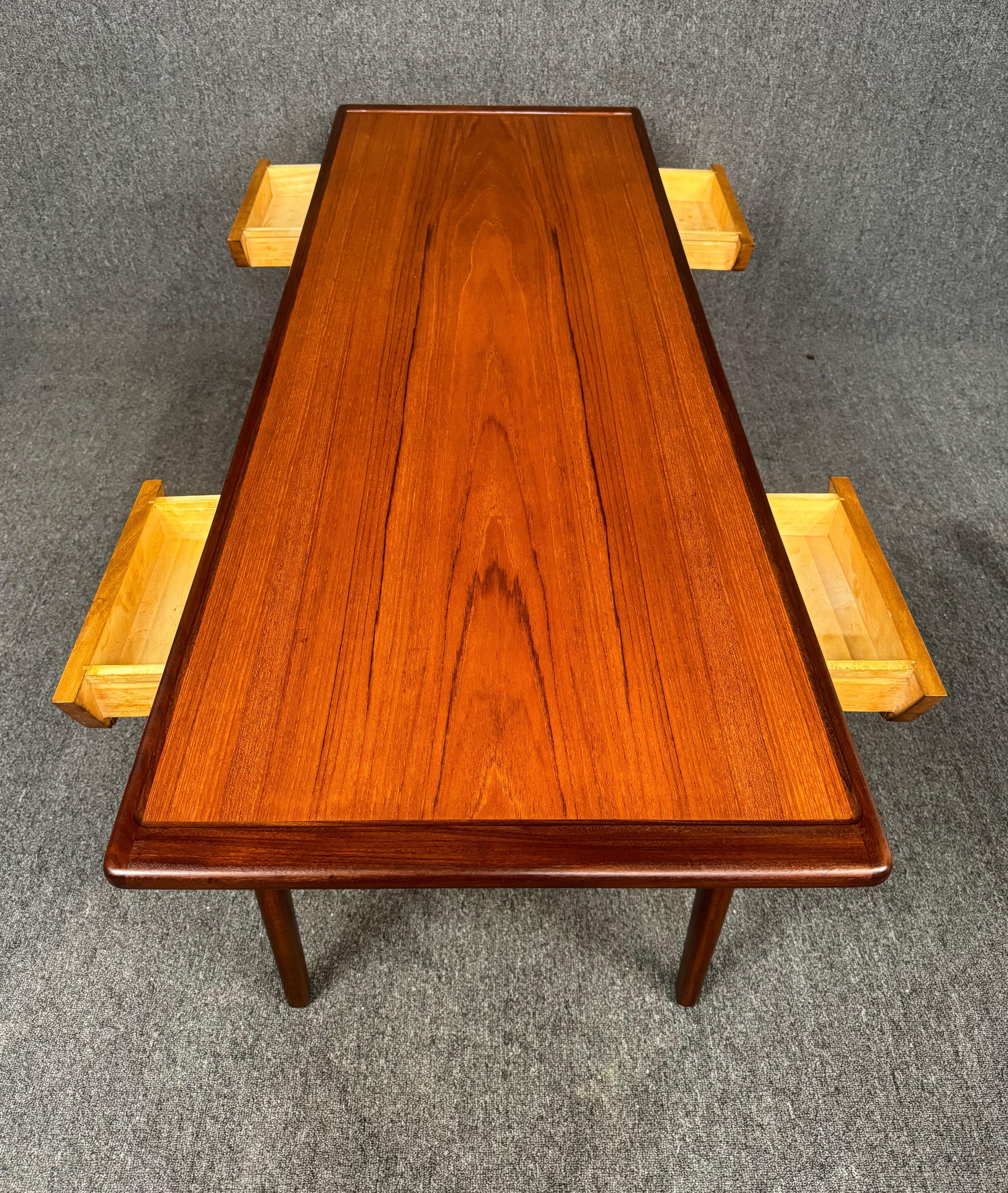 Vintage Danish Mid Century Modern Teak Coffee Table For Sale 2