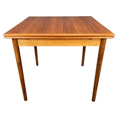 Vintage Danish Mid Century Modern Teak Compact Square Dining Table