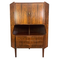 Vintage Danish Mid Century Modern Teak Corner Cabinet Attributed to Omann Jun