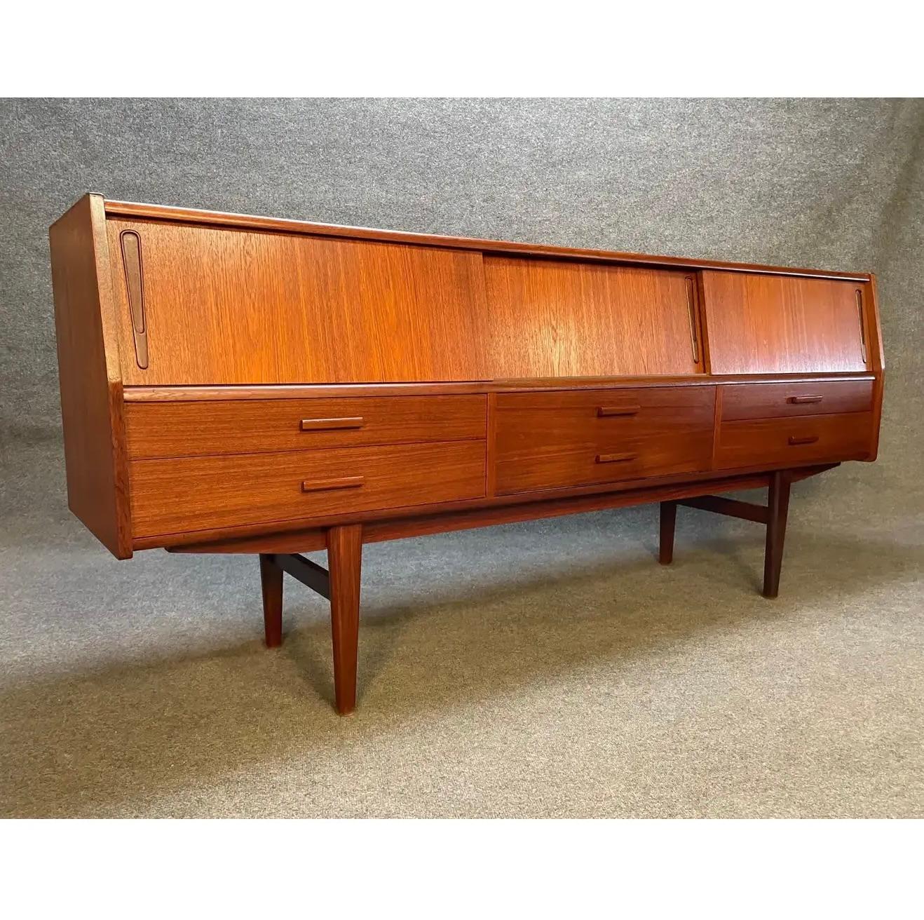 Woodwork Vintage Danish Mid Century Modern Teak Credenza For Sale