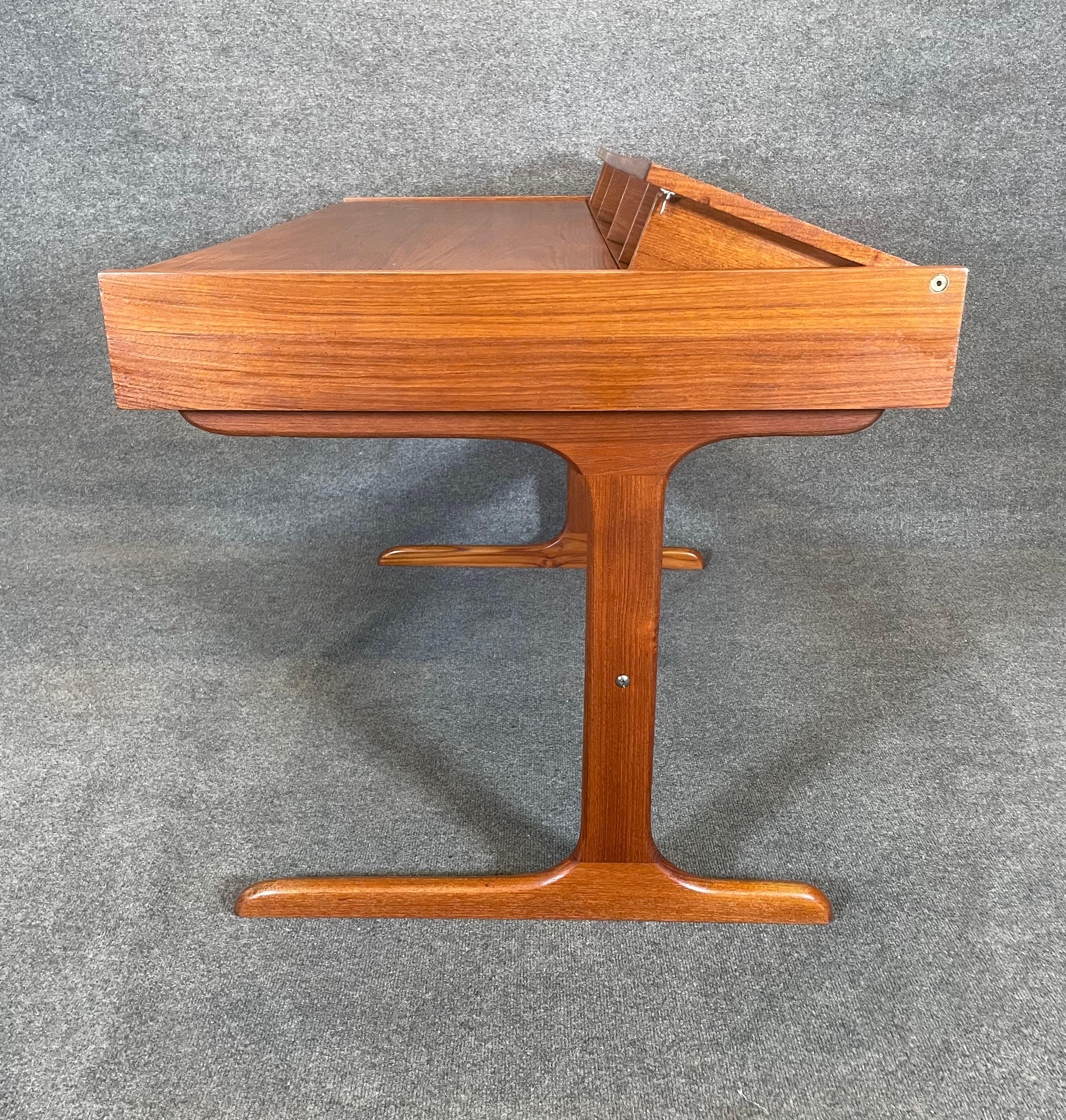 Vintage Danish Mid Century Modern Teak Desk With Flip Top 2