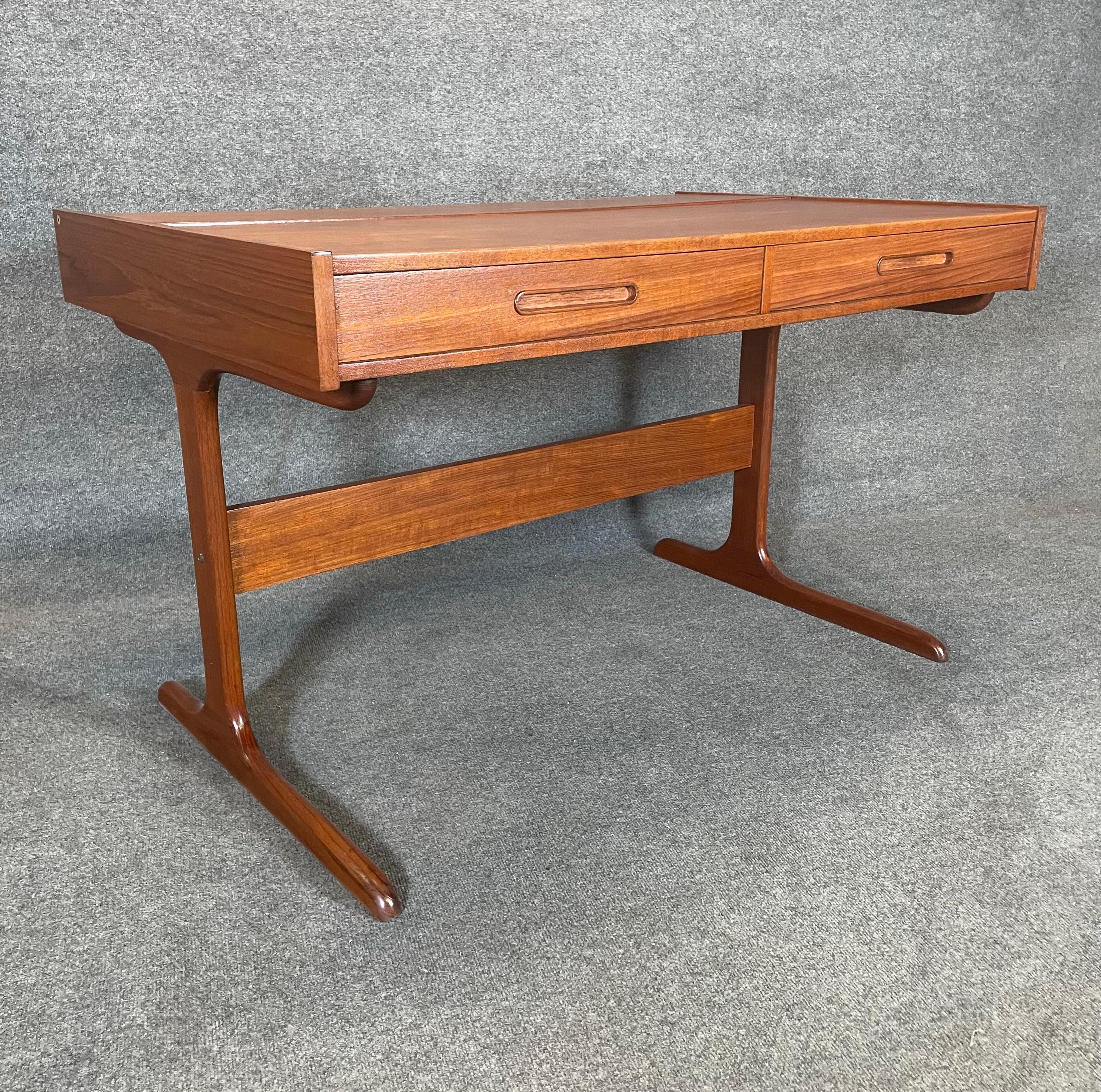Vintage Danish Mid Century Modern Teak Desk With Flip Top 3