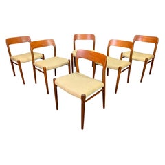 Vintage Danish Mid-Century Modern Teak Dining Chairs "Model 75" by Niels Moller