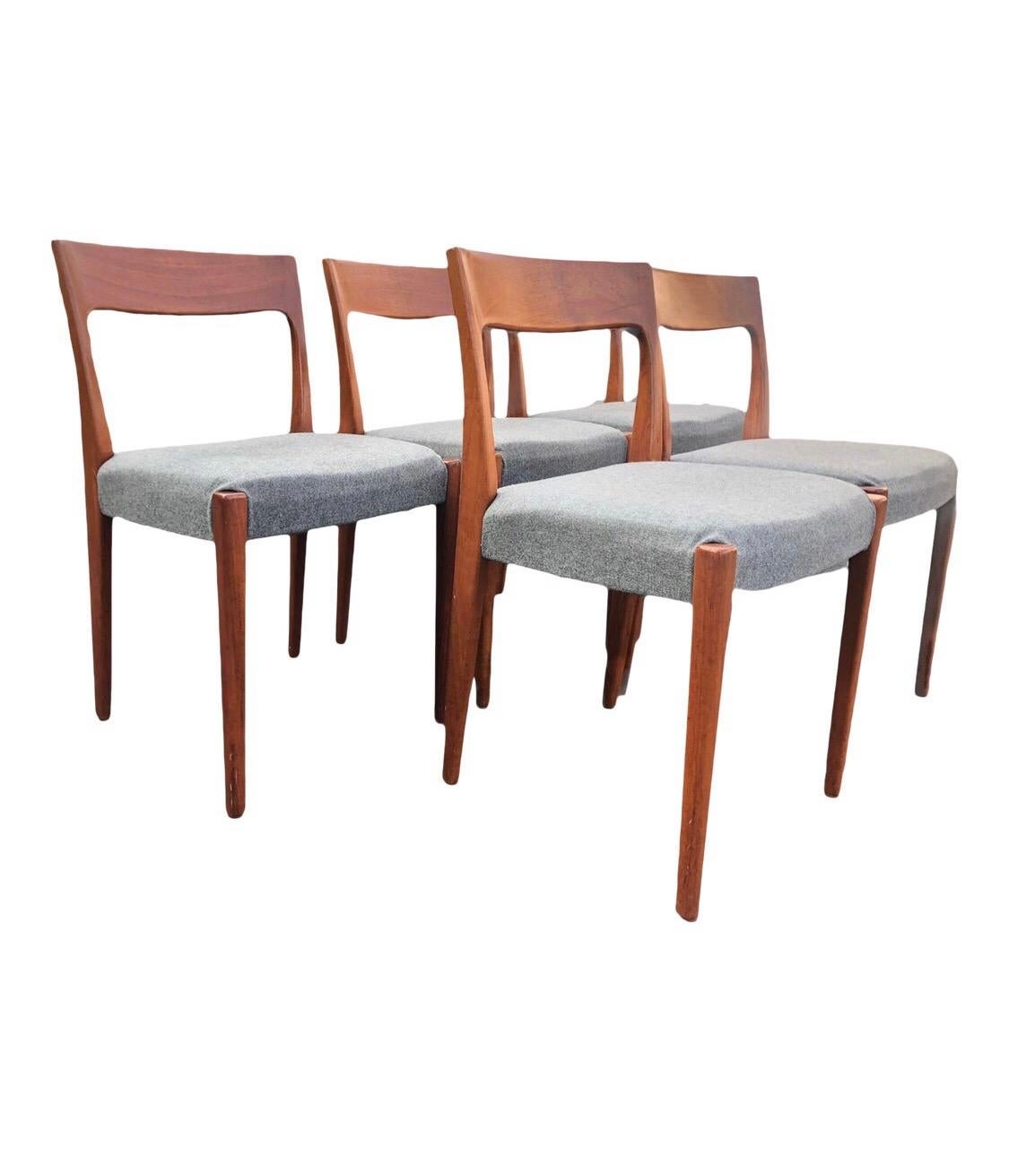 Vintage Danish Mid Century Modern Teak Dining Chairs, Priced Individually In Excellent Condition For Sale In Seattle, WA