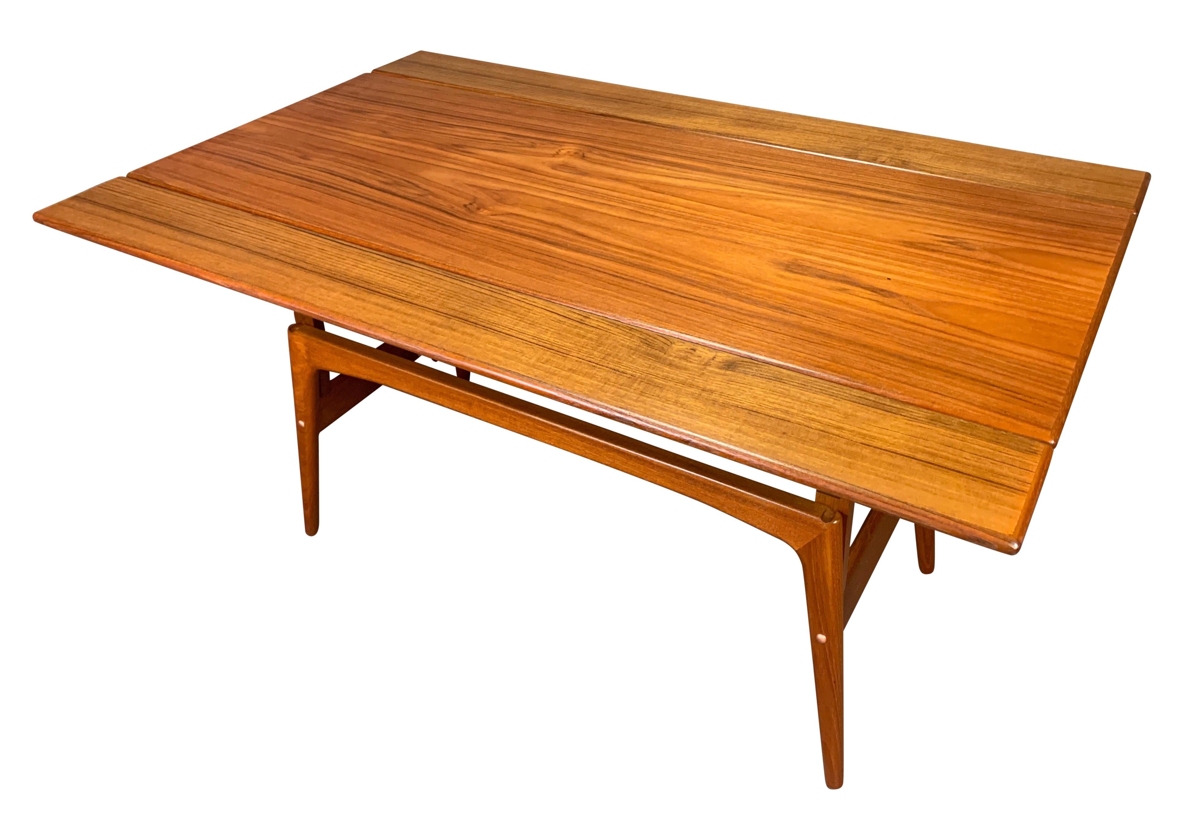 Woodwork Vintage Danish Mid-Century Modern Teak Elevator Coffee-Dining Table Attributed T