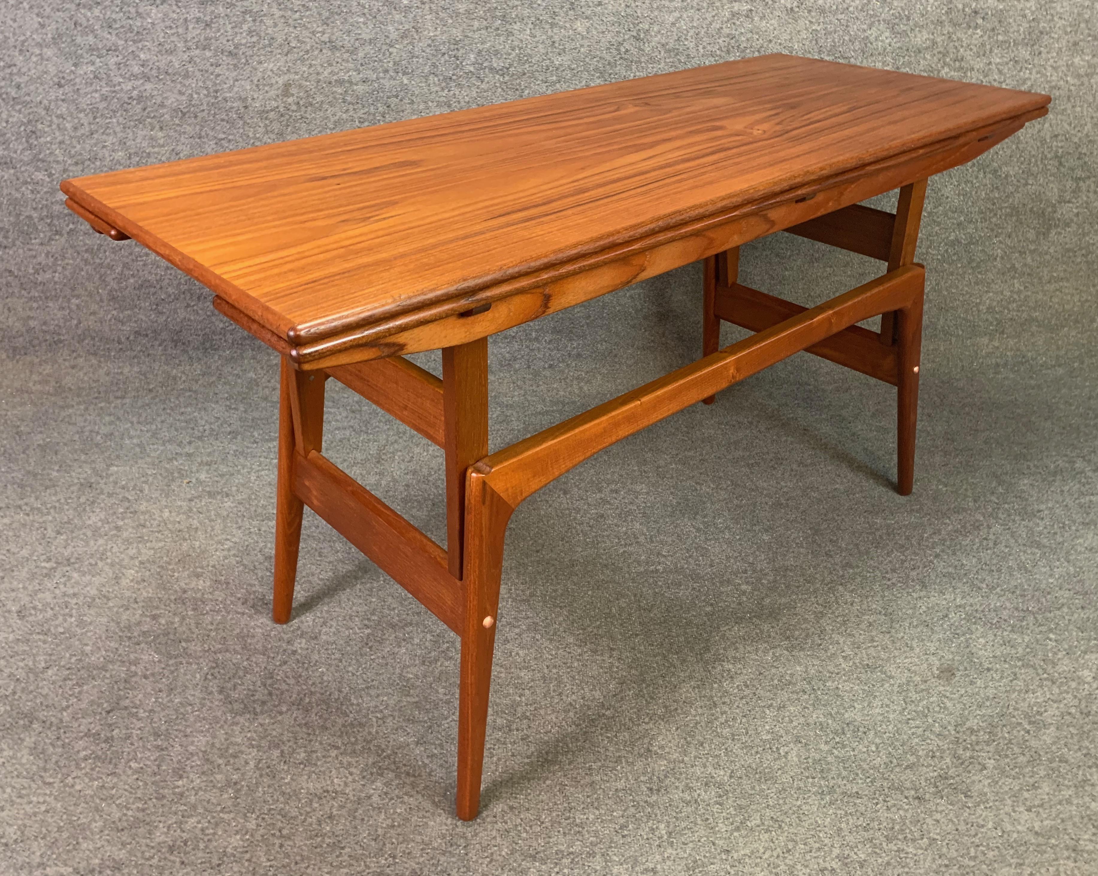 Vintage Danish Mid-Century Modern Teak Elevator Coffee-Dining Table Attributed T 1