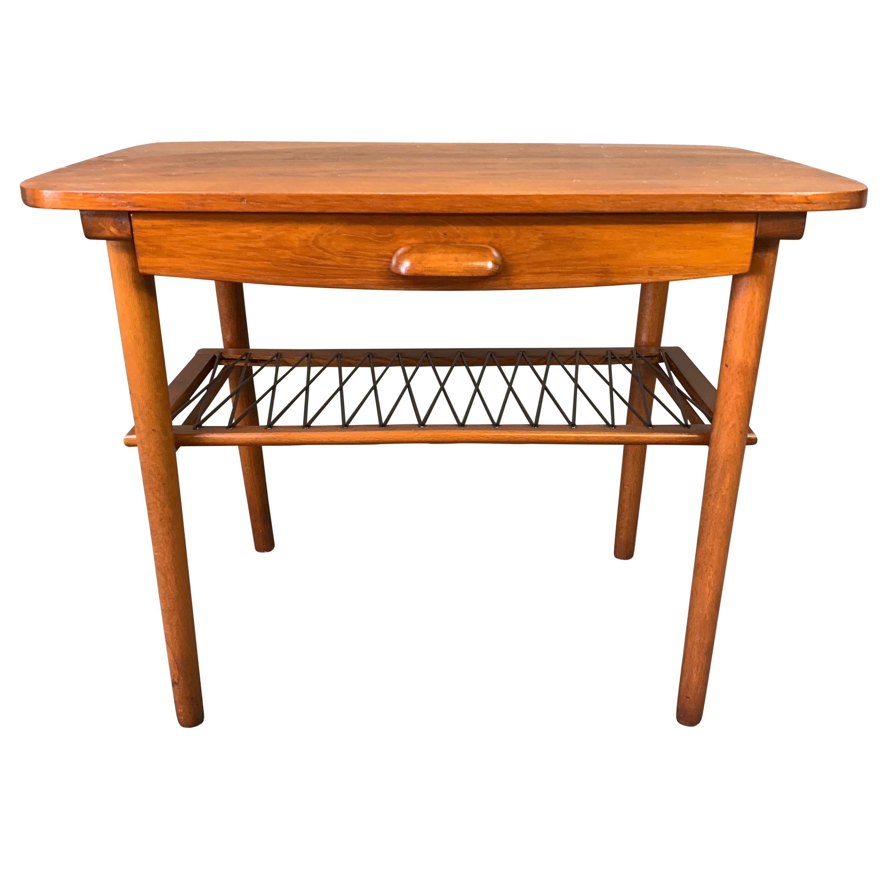 Vintage Danish MidCentury Modern Teak End Table For Sale at 1stDibs