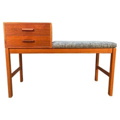 Banc d'entrée danois vintage en teck, moderne du milieu du siècle dernier