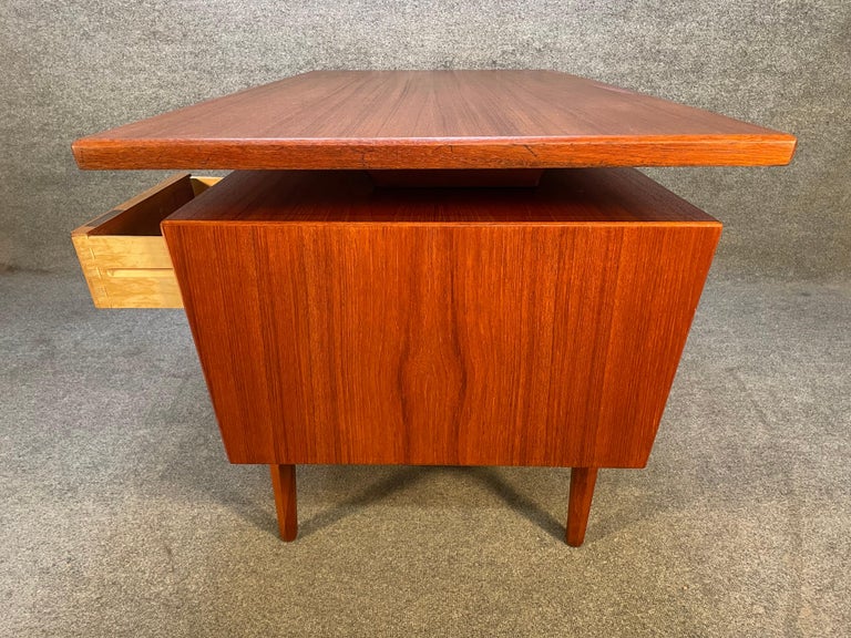 Vintage Danish MidCentury Modern Teak Floating Desk by Clausen and Søn