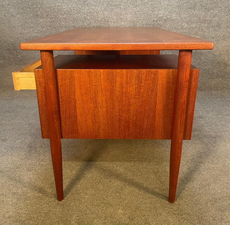 Vintage Danish MidCentury Modern Teak Floating Desk at 1stDibs