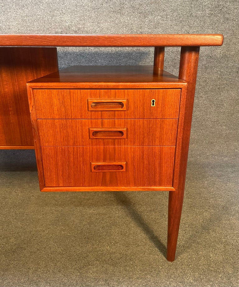 Vintage Danish MidCentury Modern Teak Floating Desk at 1stDibs