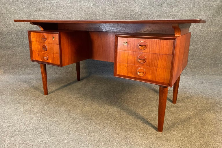 Vintage Danish MidCentury Modern Teak Floating Desk in the Manner of