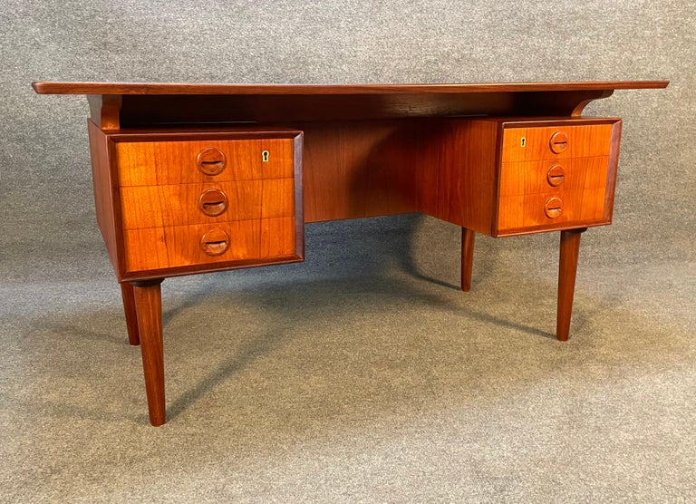 Vintage Danish MidCentury Modern Teak Floating Desk in the Manner of