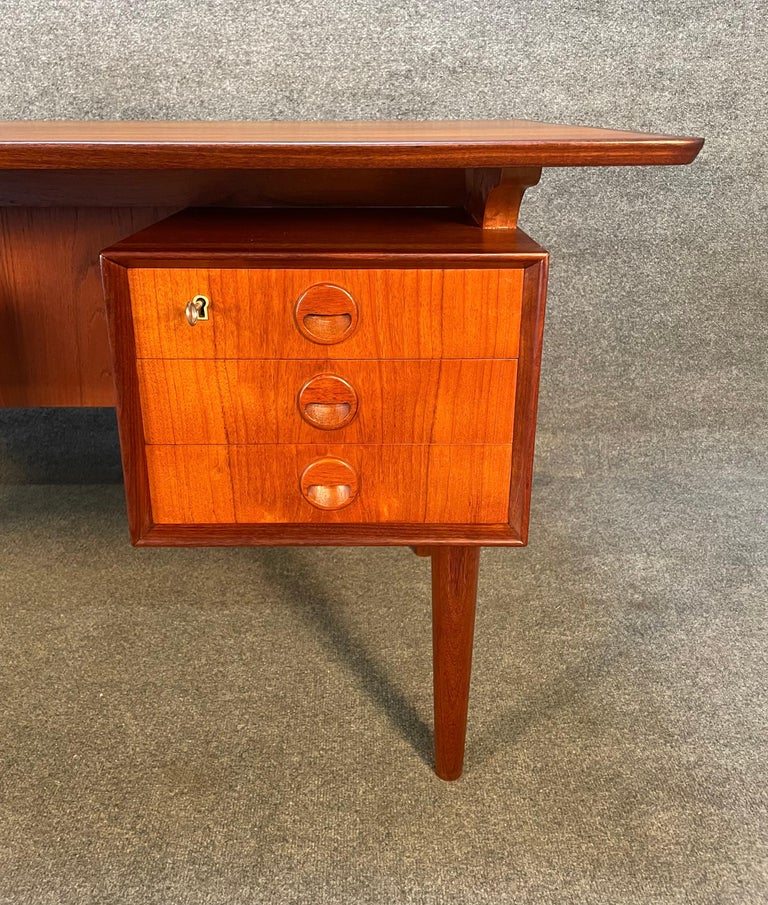 Vintage Danish MidCentury Modern Teak Floating Desk in the Manner of