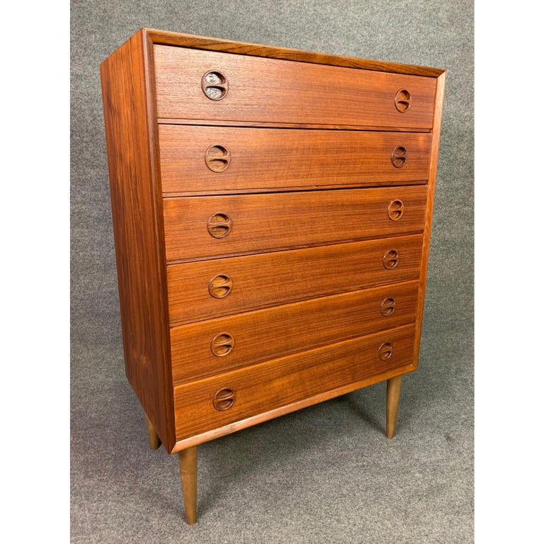 Vintage Danish MidCentury Modern Teak Gentleman's Chest Dresser at 1stDibs