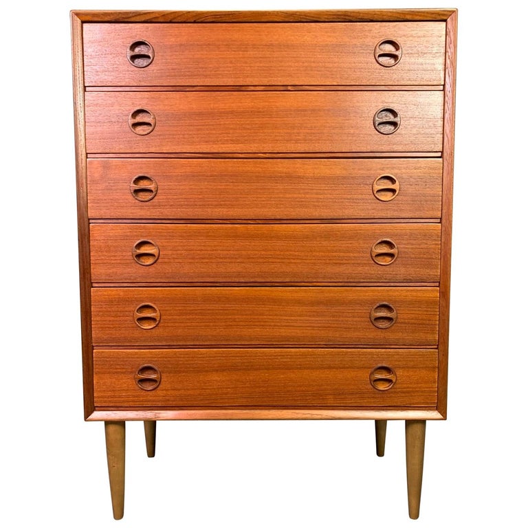 Vintage Danish MidCentury Modern Teak Gentleman's Chest Dresser at 1stDibs