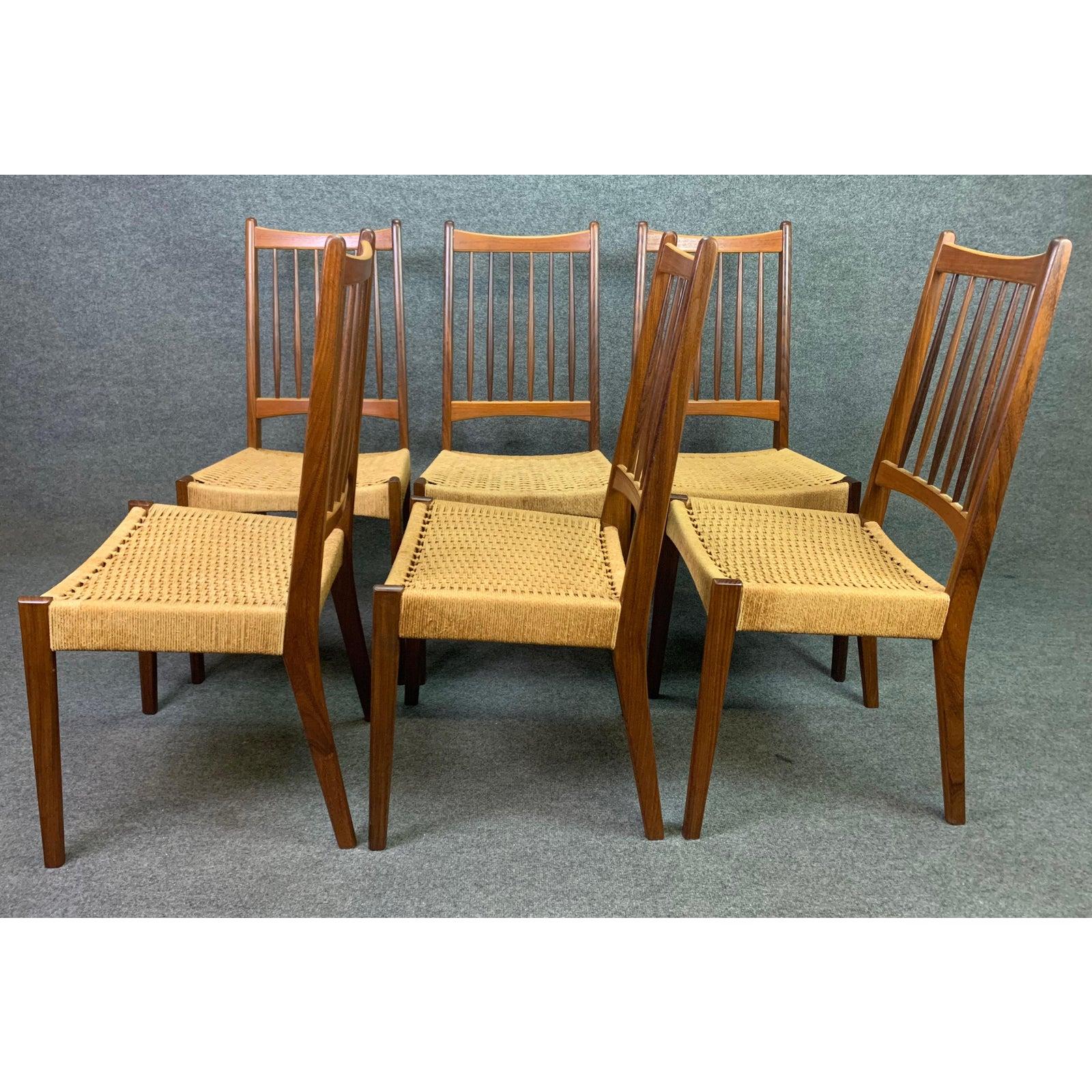 Vintage Danish Mid-Century Modern Teak High Back Dining Chairs, Set of Six For Sale 4