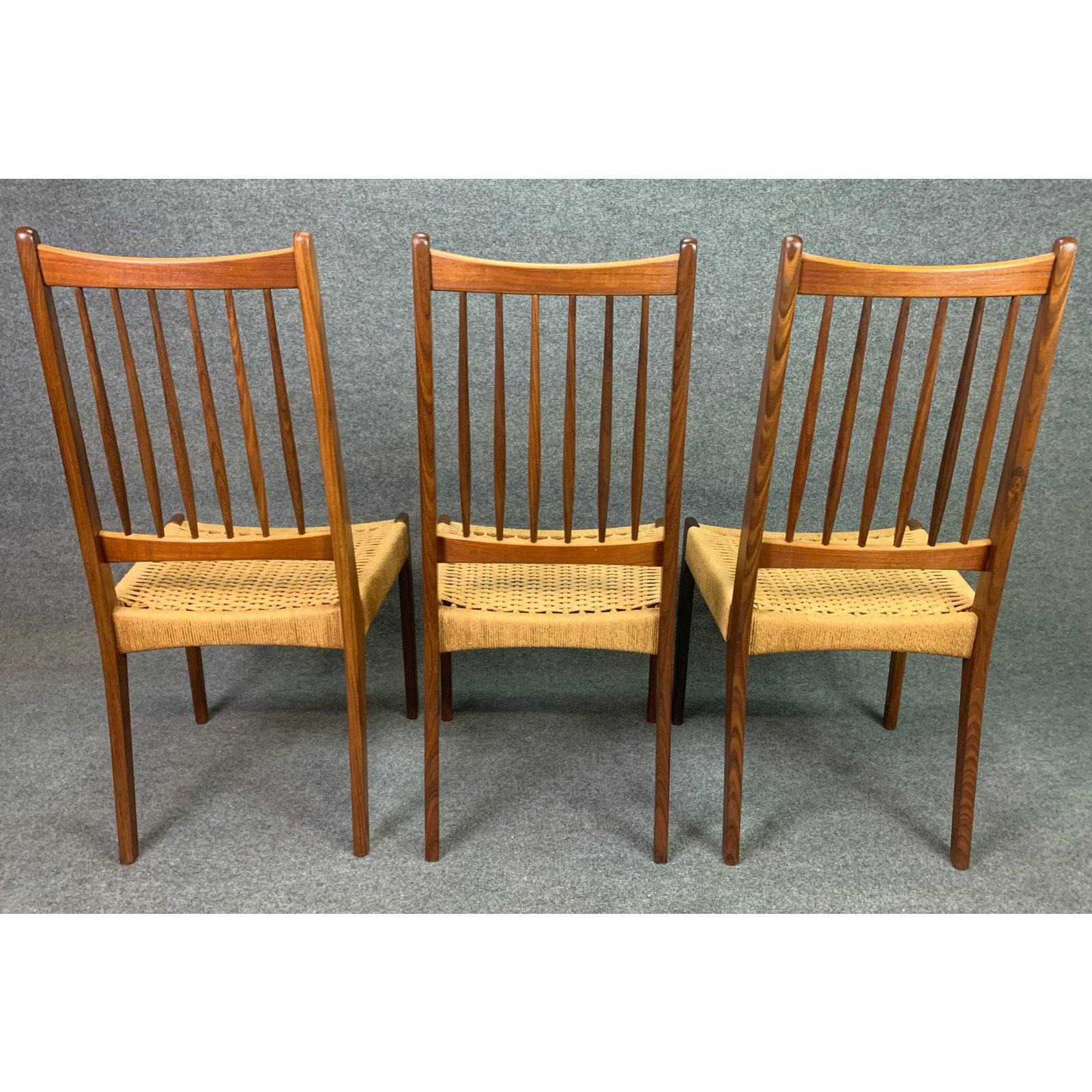 Mid-20th Century Vintage Danish Mid-Century Modern Teak High Back Dining Chairs, Set of Six For Sale