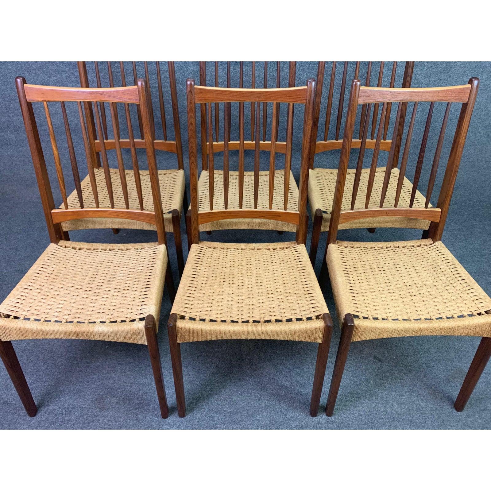 Vintage Danish Mid-Century Modern Teak High Back Dining Chairs, Set of Six For Sale 2