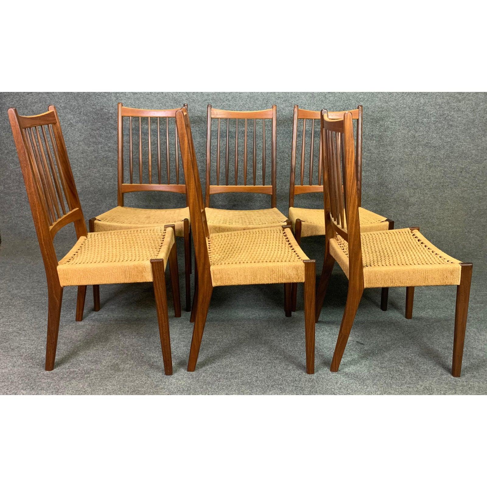 Vintage Danish Mid-Century Modern Teak High Back Dining Chairs, Set of Six For Sale 3