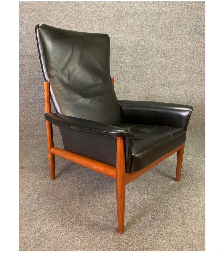 Scandinavian Modern Vintage Danish Mid-Century Modern Teak High Back Lounge Chair by Grete Jalk