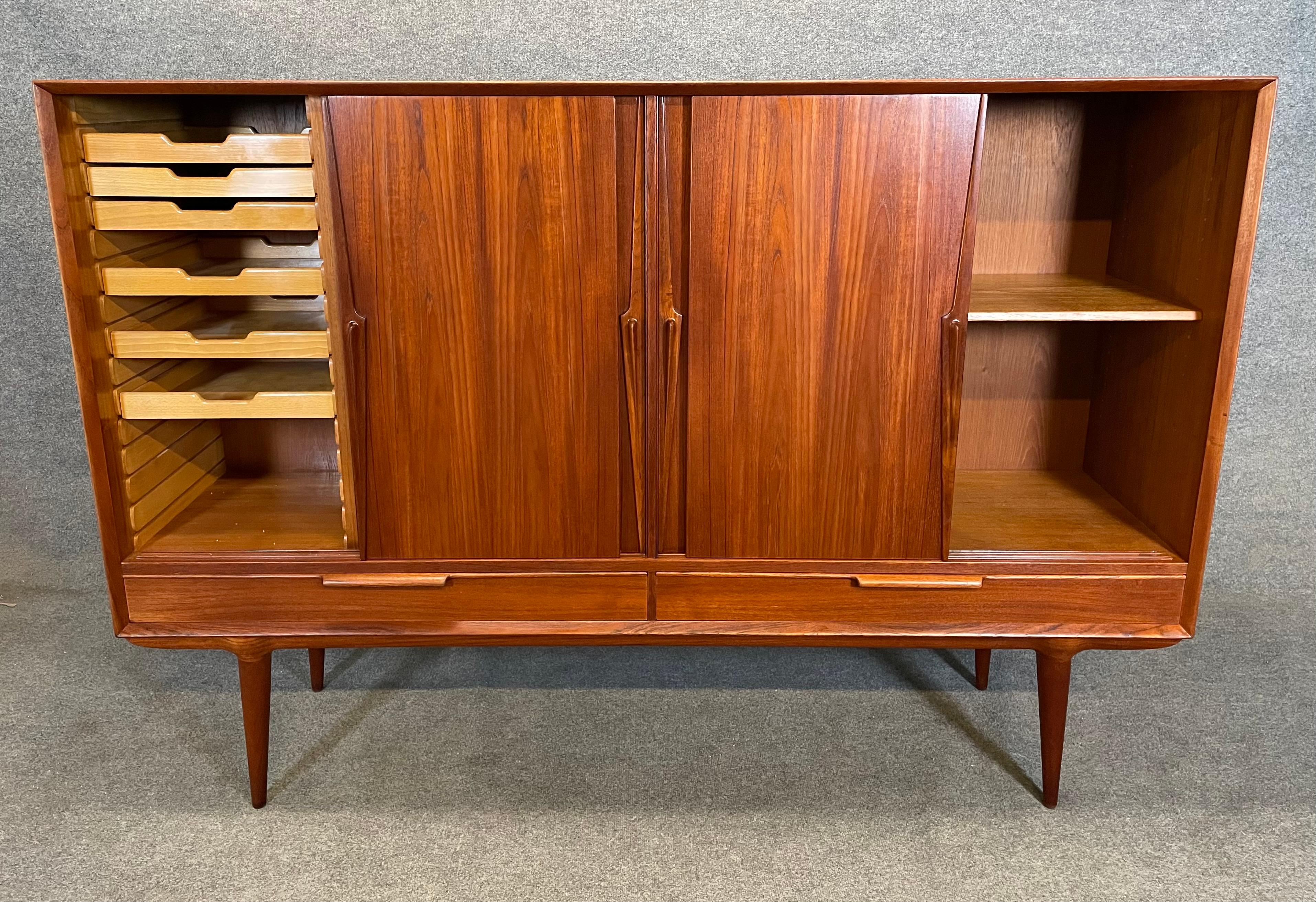 Vintage Danish Mid Century Modern Teak High Credenza "Model 13" by