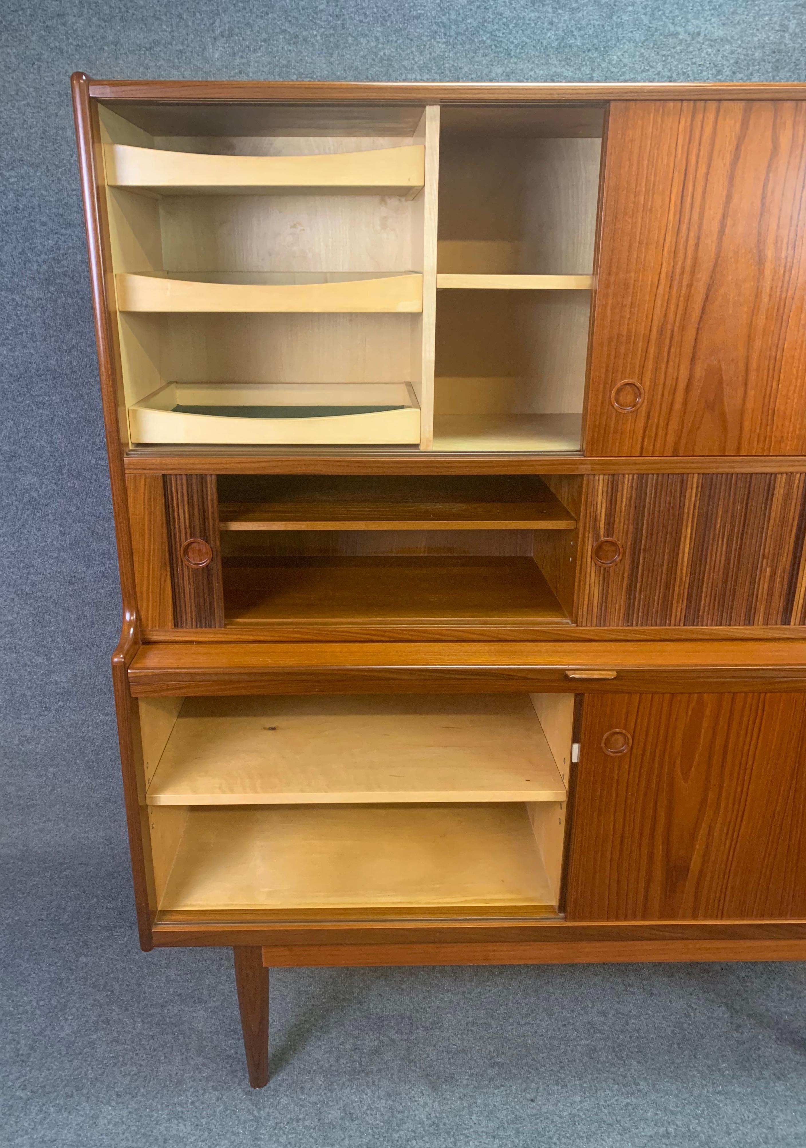 Mid-20th Century Vintage Danish Mid-Century Modern Teak Highboard Hutch by Johannes Andersen