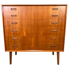 Vintage Danish Mid-Century Modern Teak Highboy Dresser by Borge Seindal