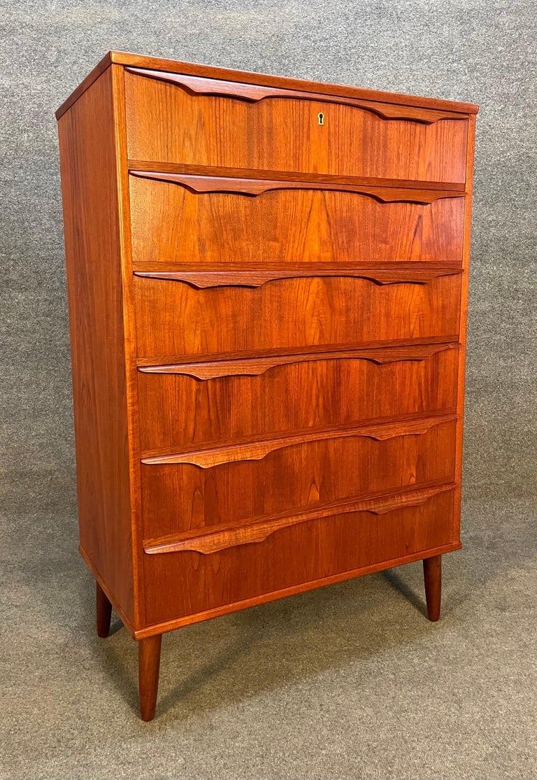 Vintage Danish Mid Century Modern Teak Highboy Dresser by Trekanten For