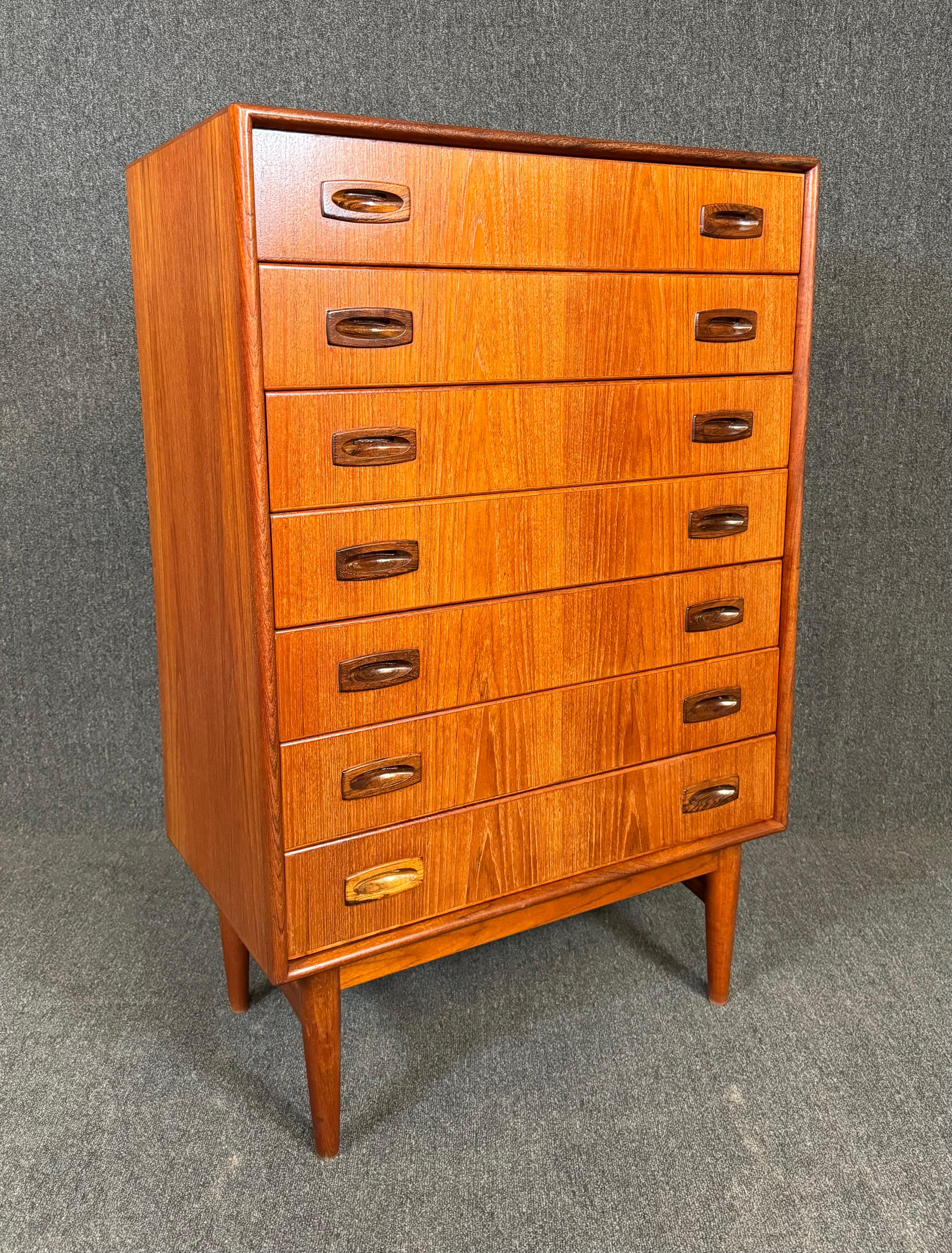 Scandinavian Modern Vintage Danish Mid Century Modern Teak HighBoy Dresser For Sale