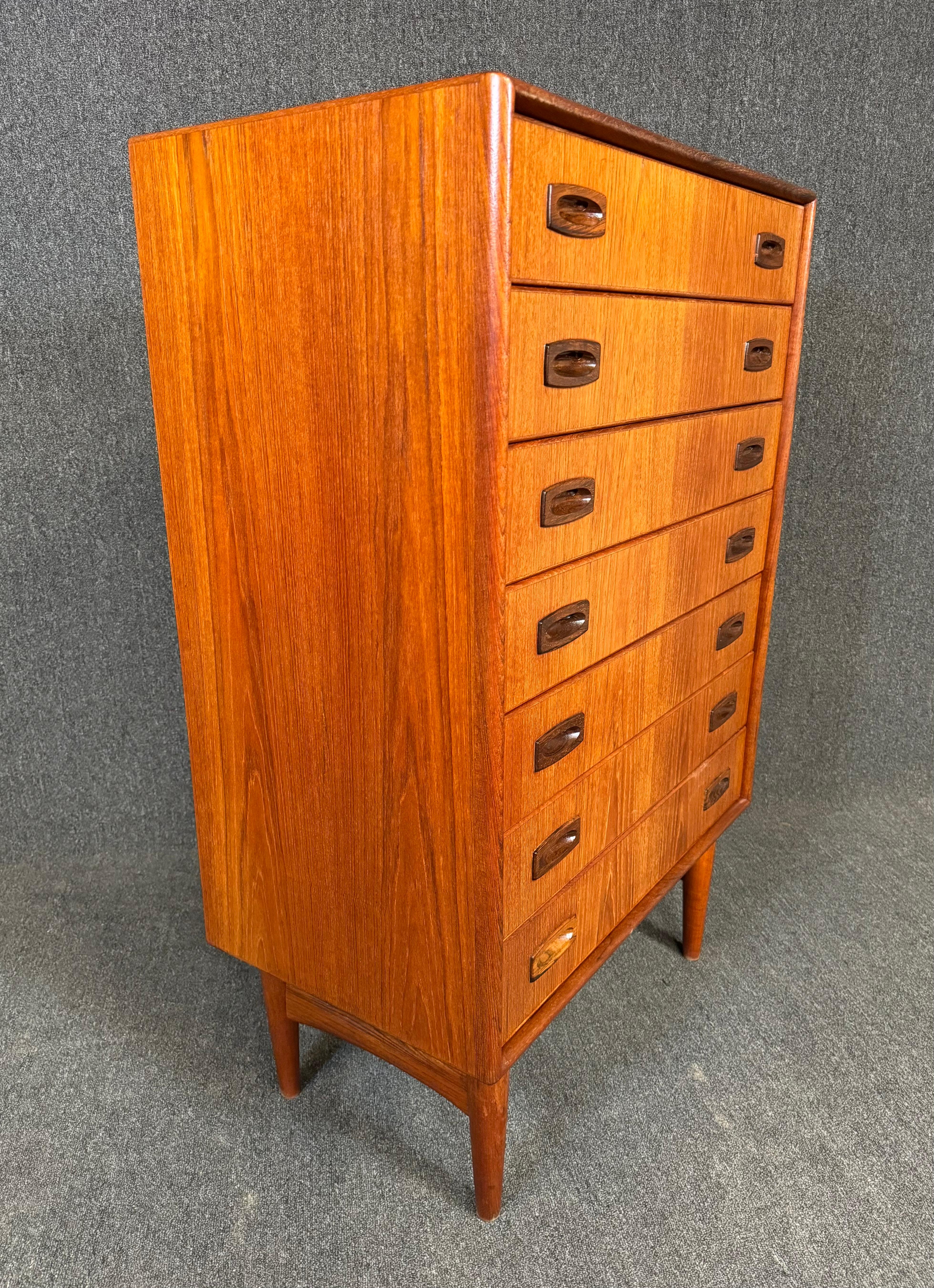 Woodwork Vintage Danish Mid Century Modern Teak HighBoy Dresser For Sale