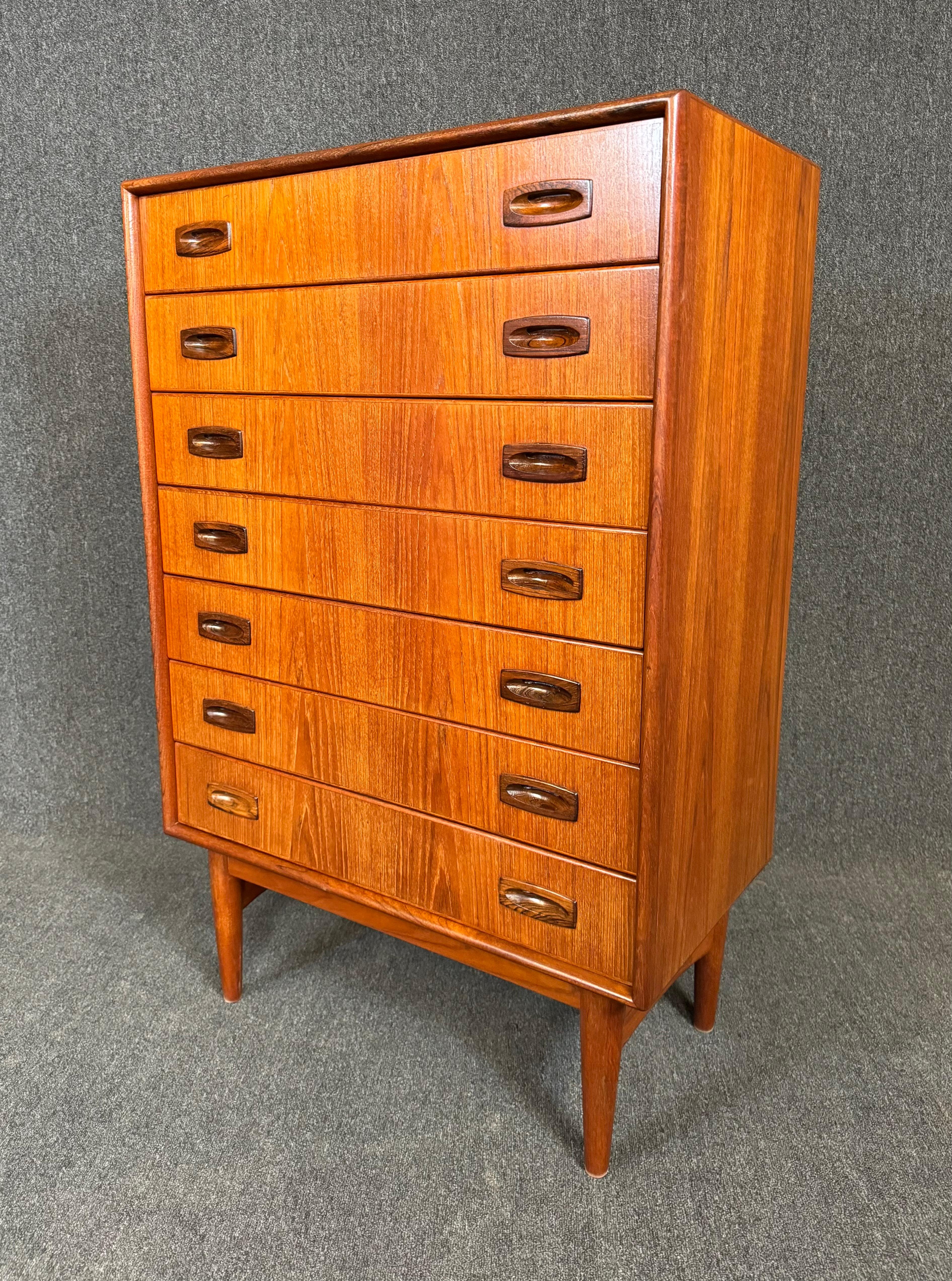 Mid-20th Century Vintage Danish Mid Century Modern Teak HighBoy Dresser For Sale