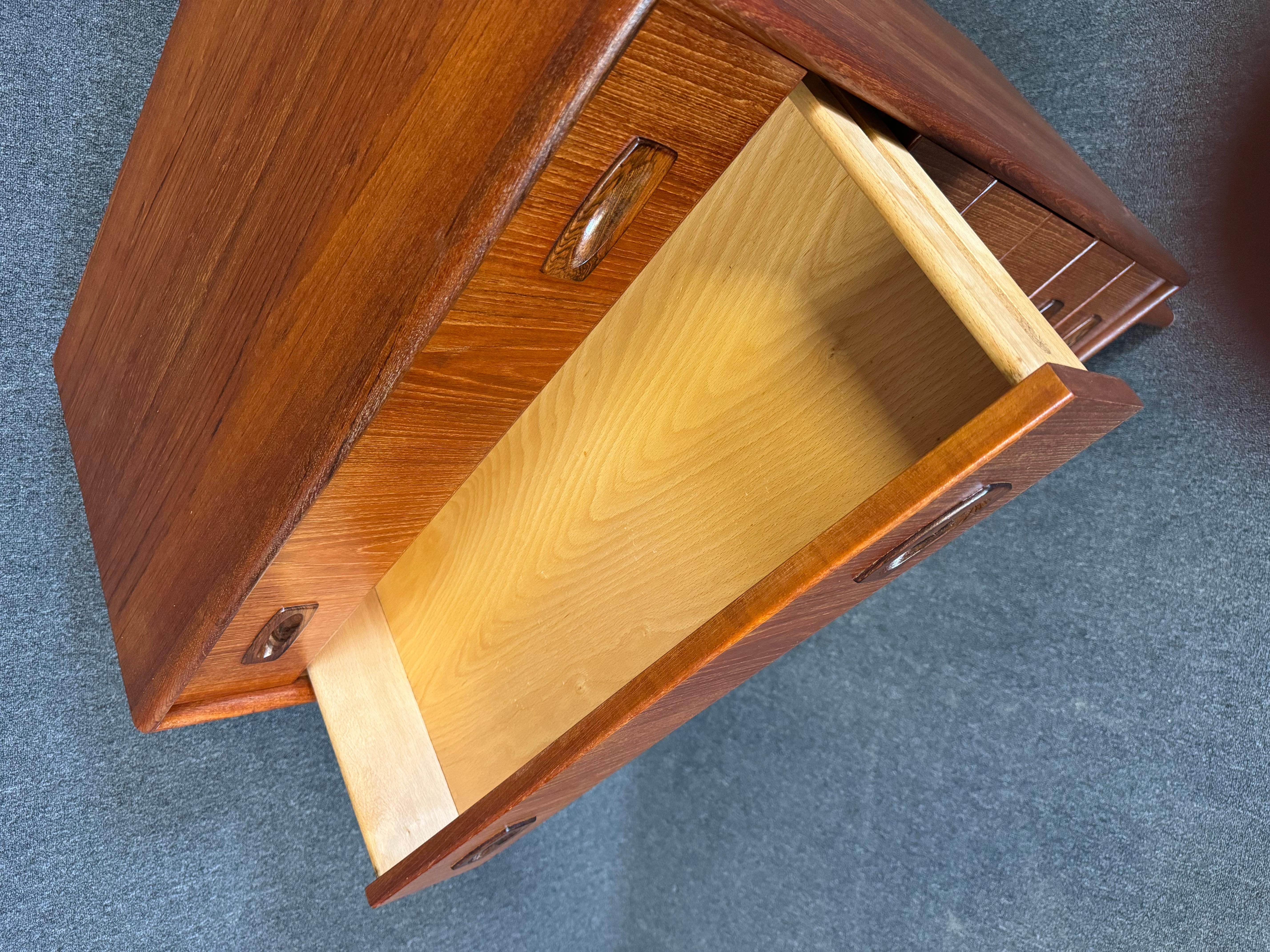 Vintage Danish Mid Century Modern Teak HighBoy Dresser For Sale 2